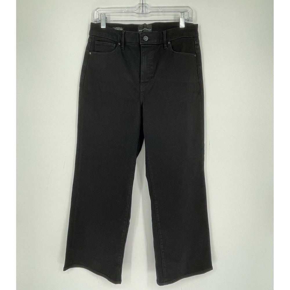White House Black Market Women's Black High Rise Wide Leg Crop Jeans Size 10L